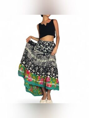 Y2K Colorful 100% Cotton Maxi Skirt by Elementz